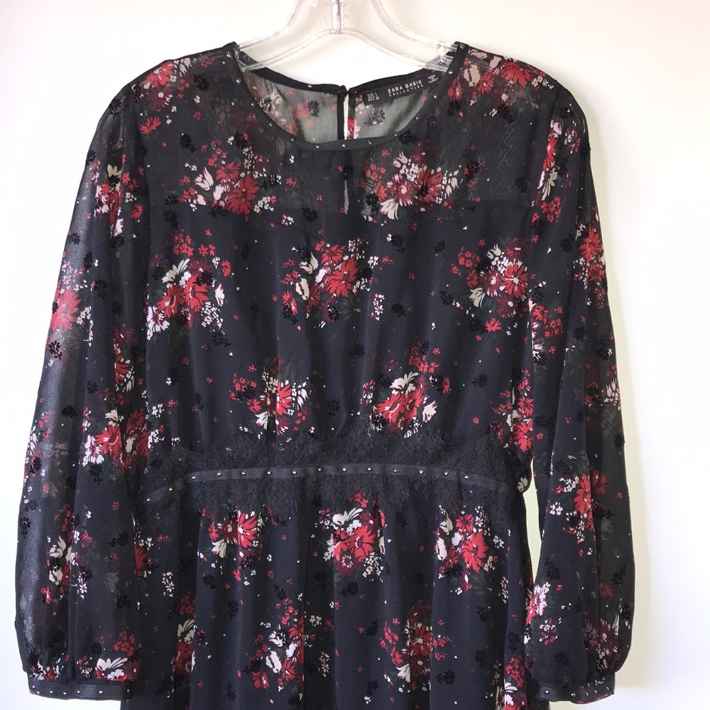 sheer black floral dress